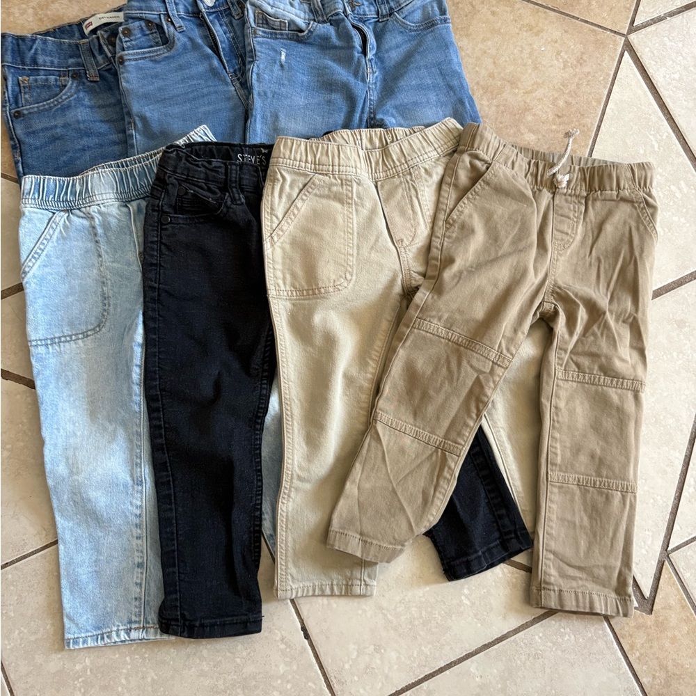 Stylish Kids Bottoms Set - Blue, Black, Tan